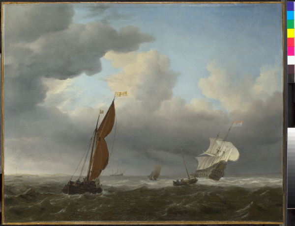 빌럼 판 더 펠더 <강풍 속 네덜란드 배와 작은 배들>, 1658, 캔버스에 유화, 55×70cm